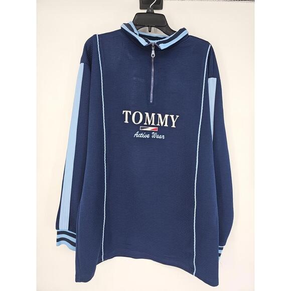Tommy Hilfiger Other - Vintage Tommy Hilfiger Men's Active Quarter Zip Navy Blue Pullover Fleece